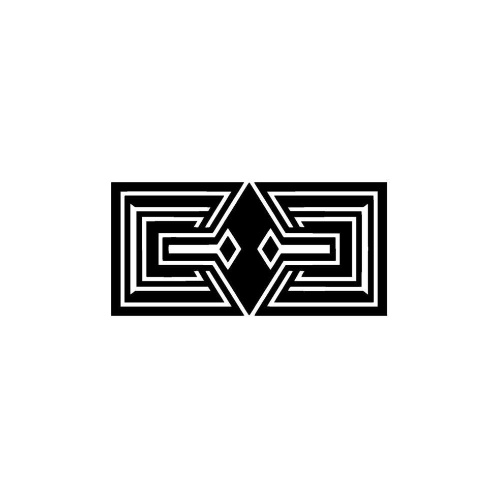 Geometric Deco Emblem, Intertwined Lines, Minimalist vector
