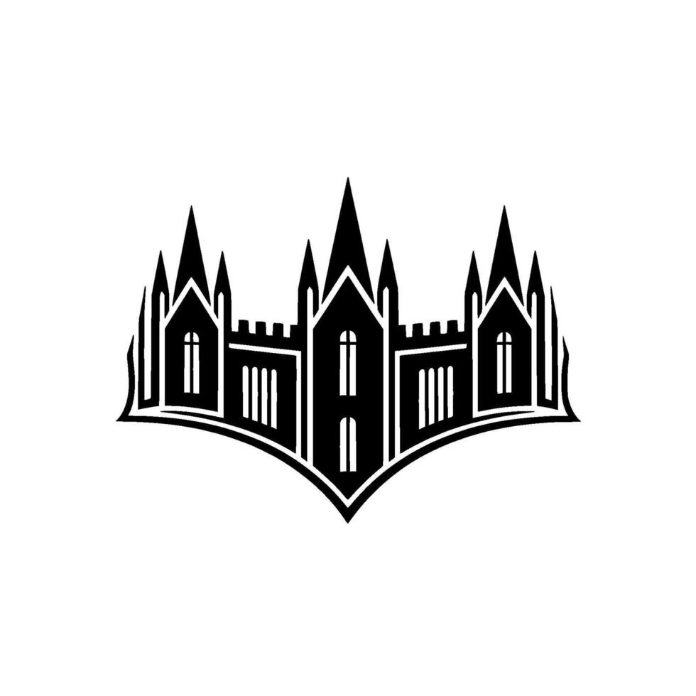 Gothic Castle Silhouette, Emblem , Minimalist vector