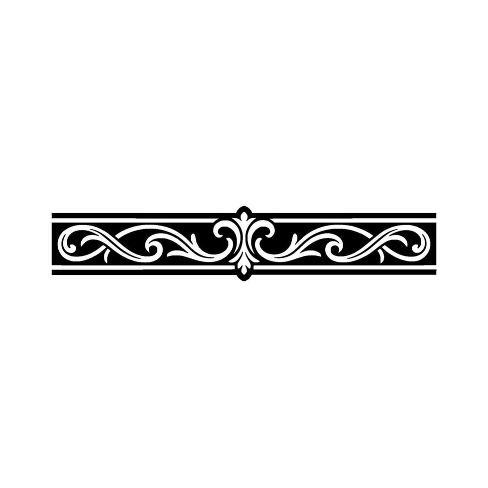 Elegant Black and White Swirl Border, Vintage vector