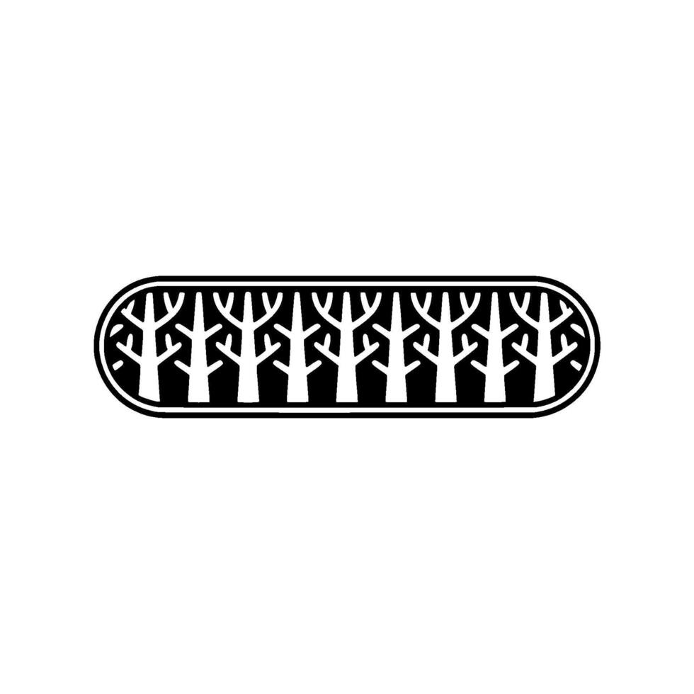 Minimalist Tree Line Silhouette, Serene Landscape Emblem vector