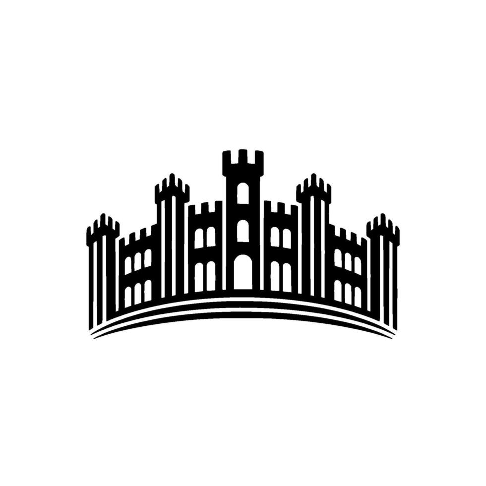 Minimalist Fortress Silhouette, Regal Emblem vector
