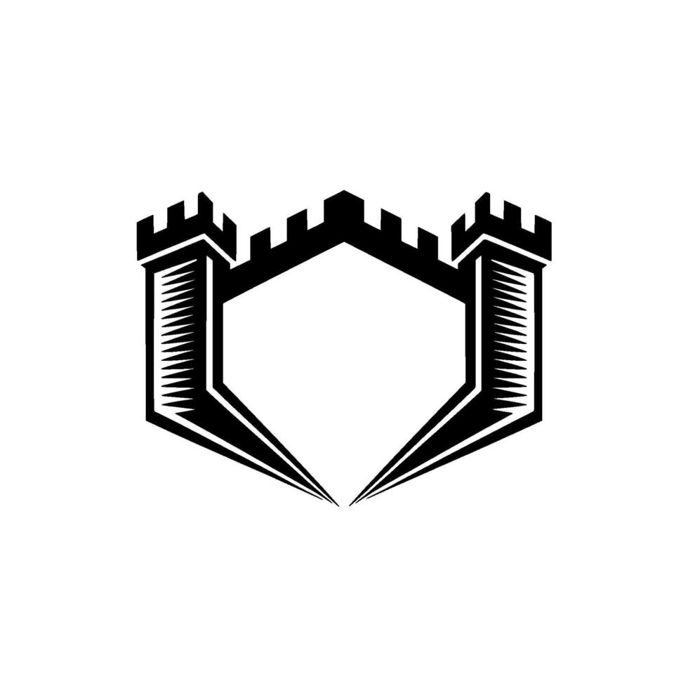 Fortress Shield Emblem, Bold Protection Symbol vector
