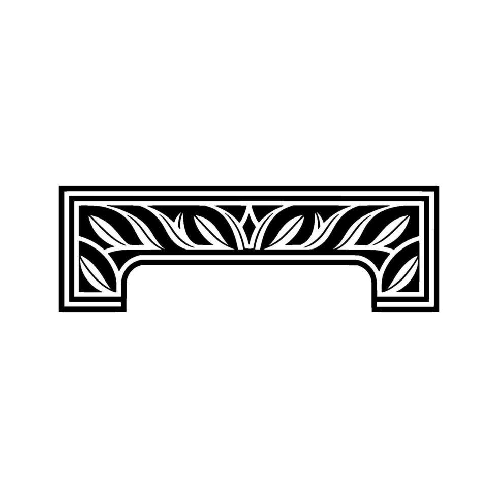 Geometric Leaf Ornament, Vintage Style, Minimalist vector