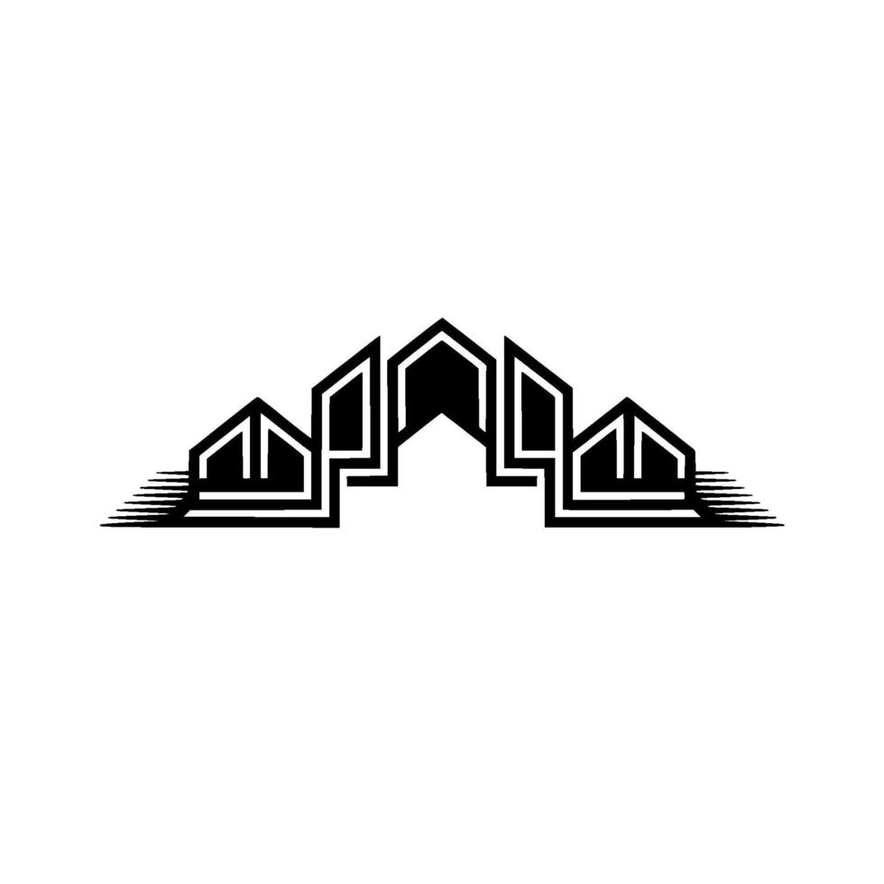 Geometric Cityscape Emblem, Minimalist Architecture vector