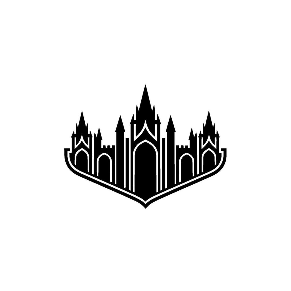 Gothic City Silhouette, Emblem , Minimalist vector