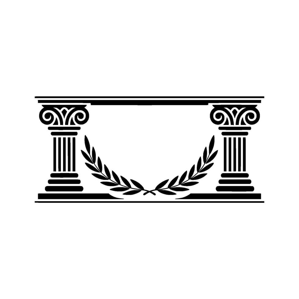 Classical Column Emblem, Laurel Wreath vector