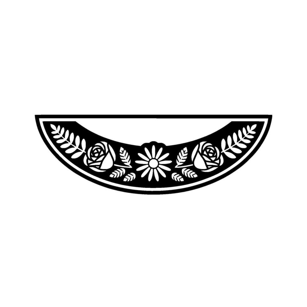 Elegant Floral Crescent Border, Vintage Style vector