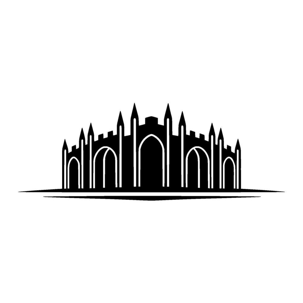 Gothic Cityscape Silhouette, Minimalist vector