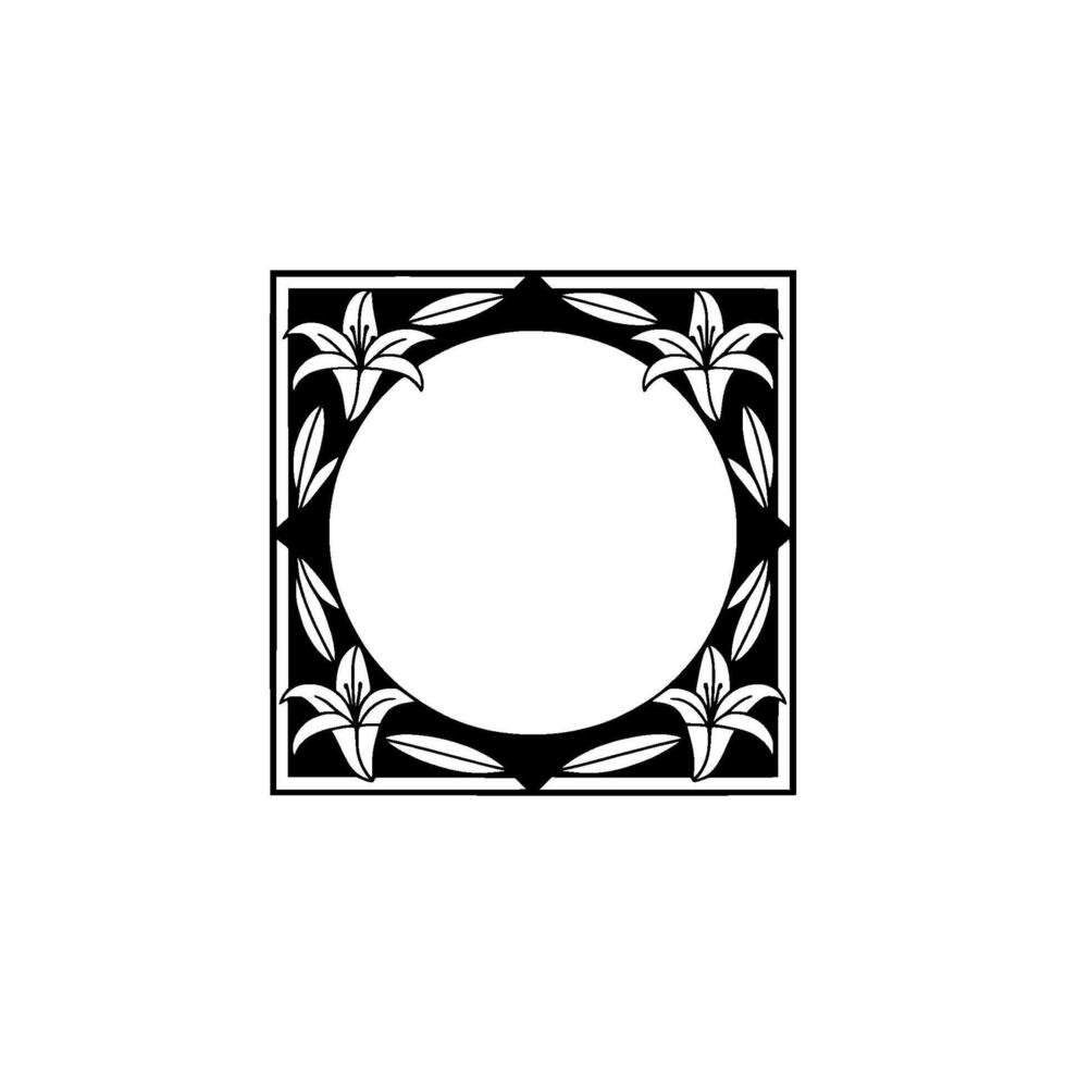 Elegant Floral Square Frame, Vintage , Minimalist Motif vector