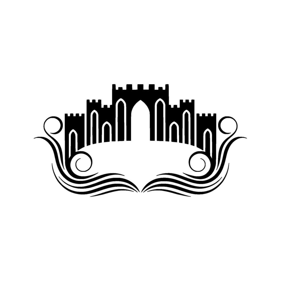 Regal Fortress Silhouette, Elegant Emblem vector