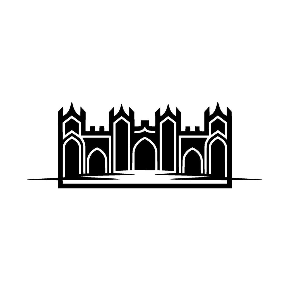 Gothic Fortress Silhouette, Minimalist vector