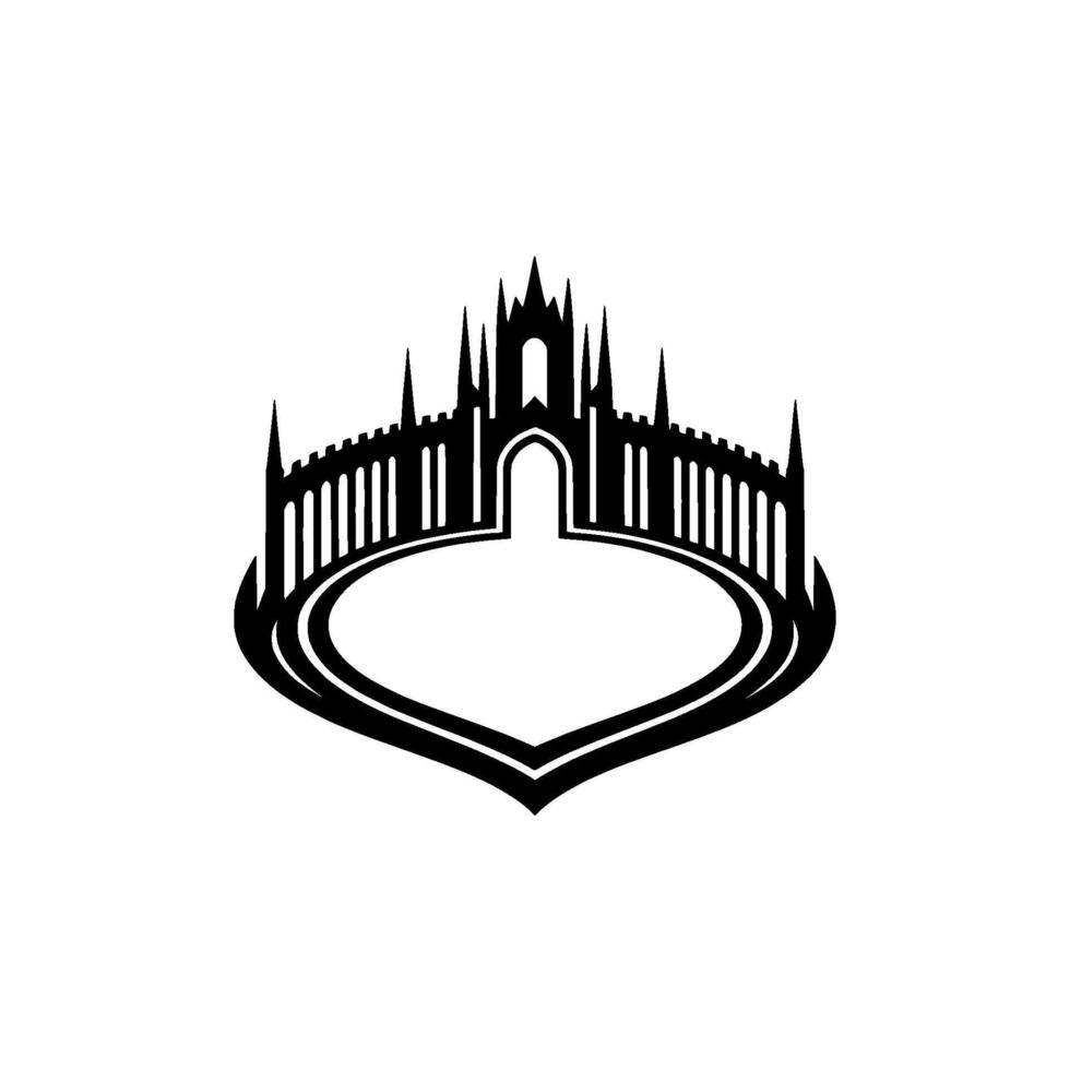 Gothic Fortress Emblem, Regal Symbol, Protective Shield vector