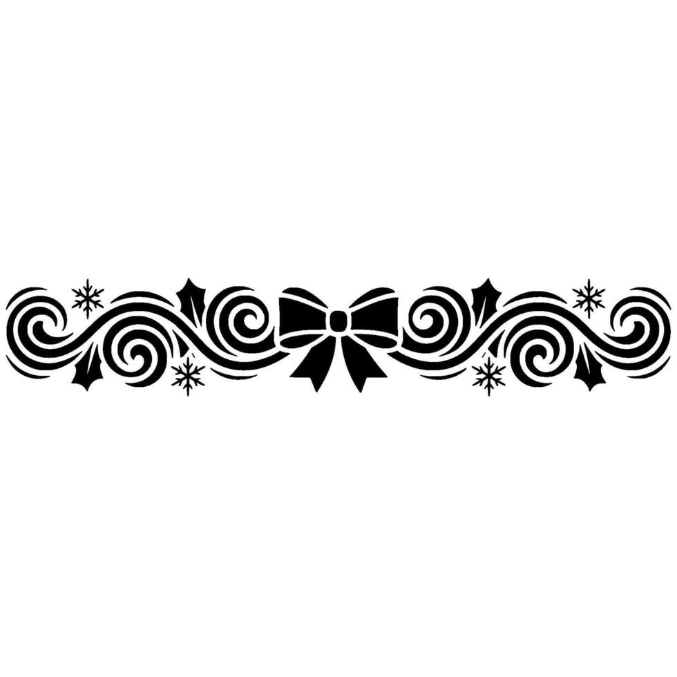Elegant Swirl Border with Ribbon Snowflakes Festive Element vector