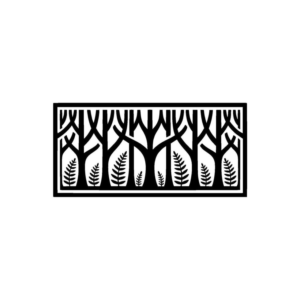 Minimalist Forest Silhouette, Geometric Landscape vector