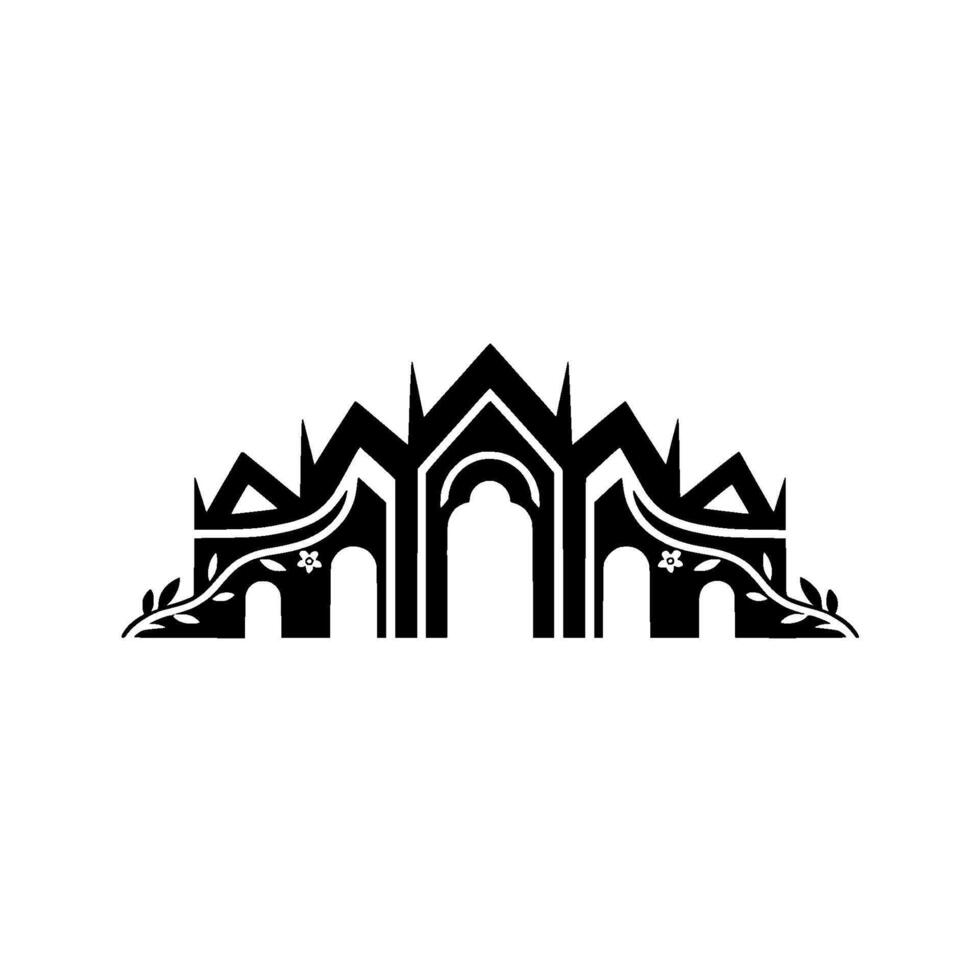 Gothic Archway, Floral Silhouette, Mystical Gateway vector