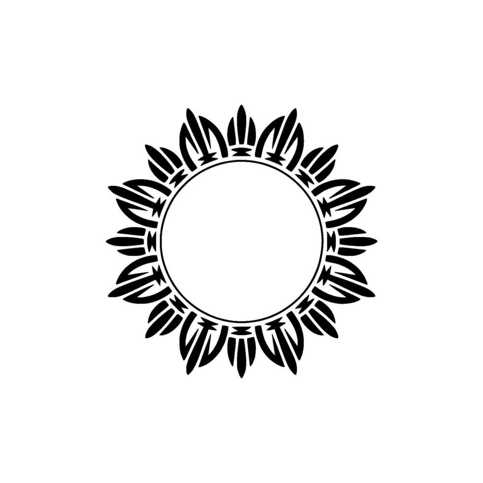Stylized Tribal Circle Frame, Minimalist vector