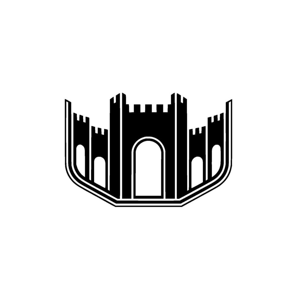 Gothic Fortress Emblem, Minimalist Silhouette - Castle vector