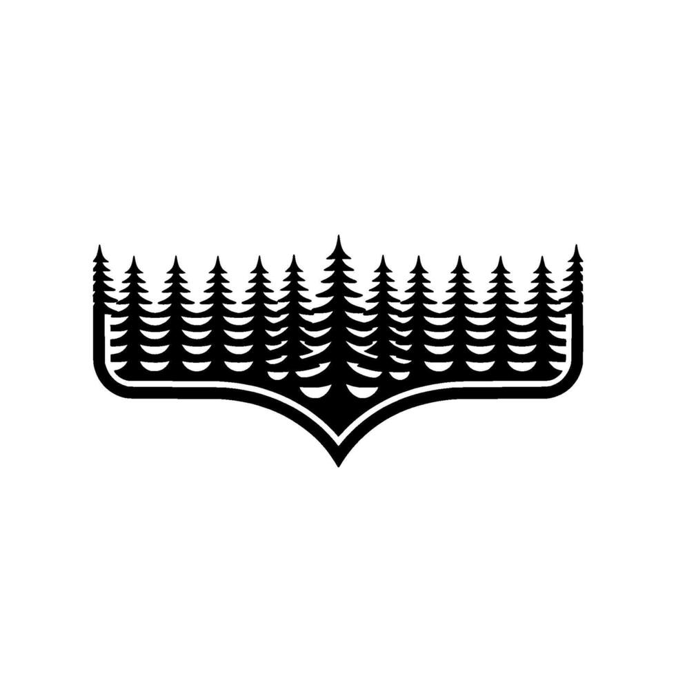 Forest Silhouette Emblem, Minimalist Mountainscape vector