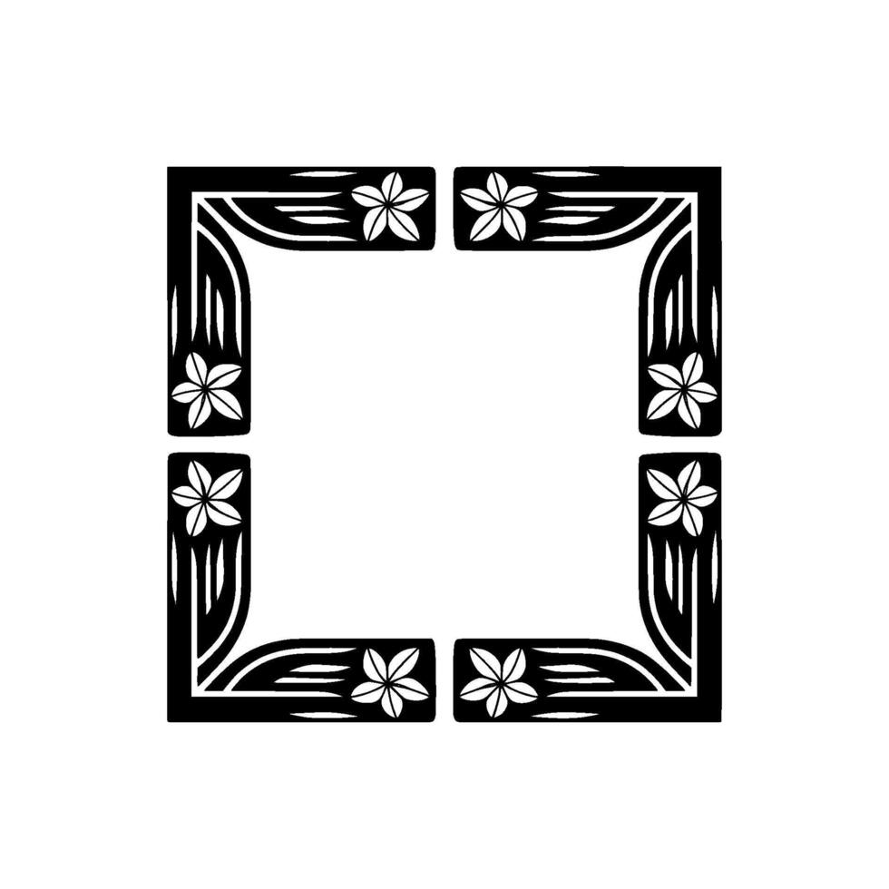Geometric Floral Frame, Elegant Black White vector