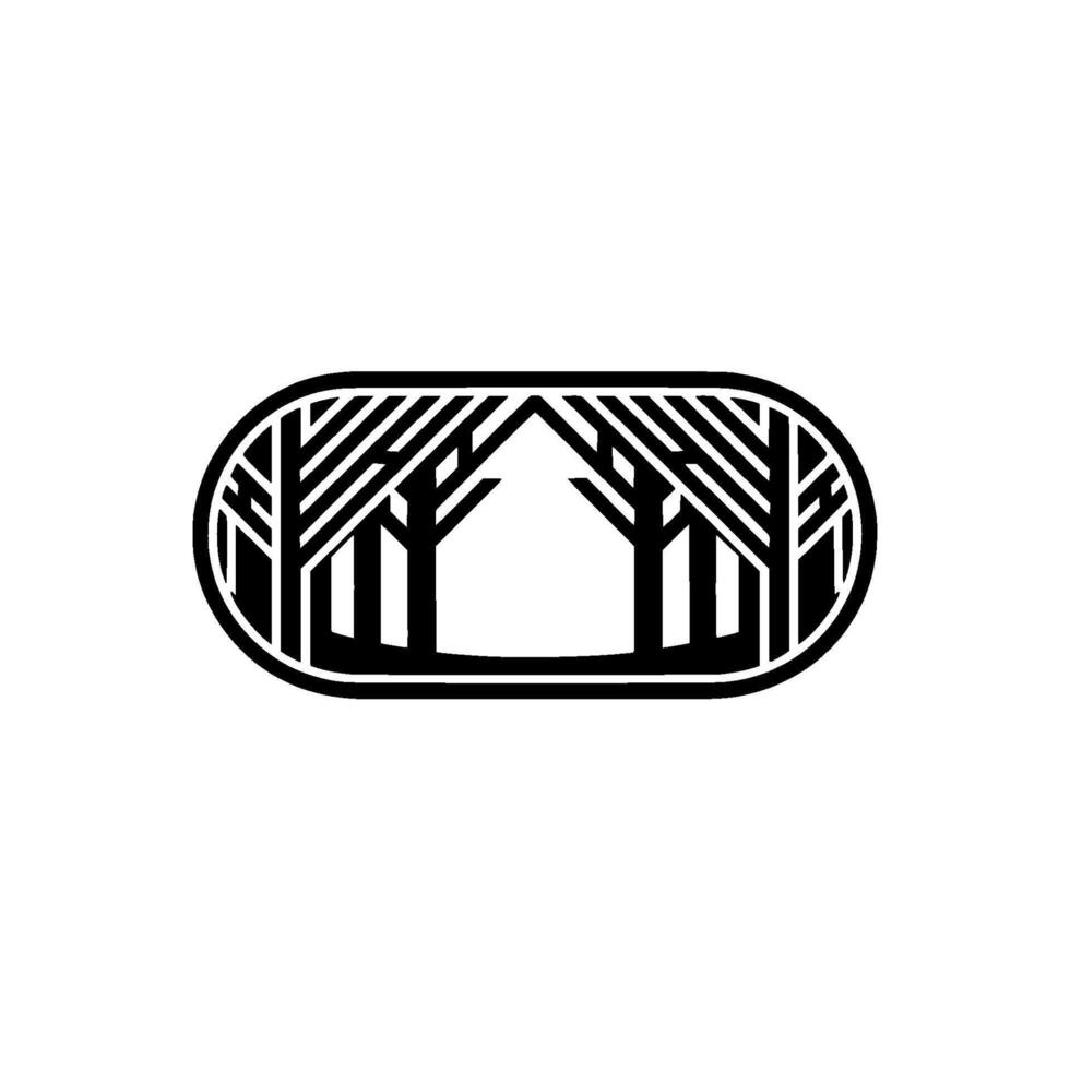 Minimalist Forest Shelter Emblem, Geometric Retreat vector