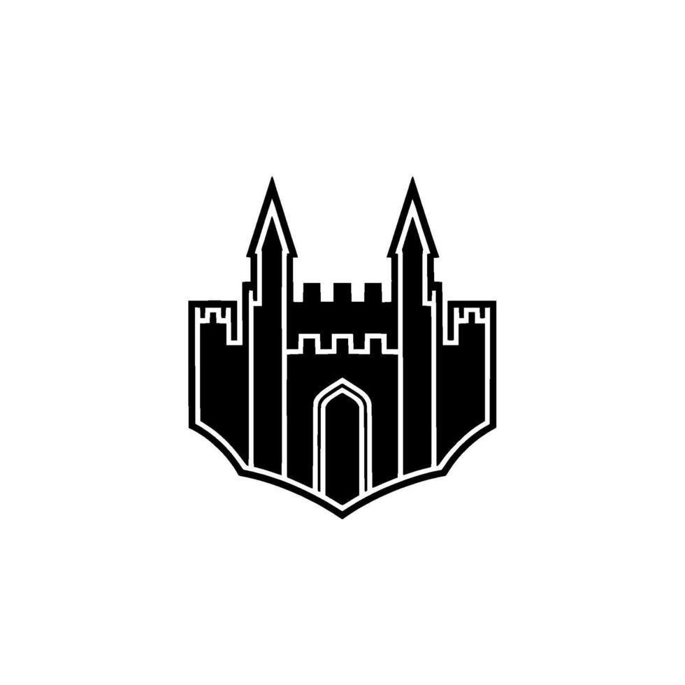 Gothic Fortress Emblem, Minimalist Silhouette, Medieval vector