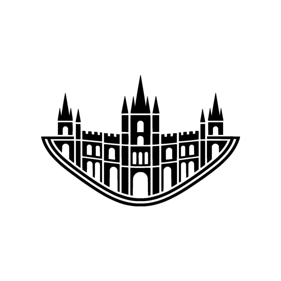 Stylized Castle Silhouette, Minimalist Architecture Emblem vector