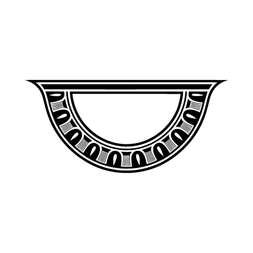 Geometric Crescent Ornament, Vintage Style, Minimalist vector