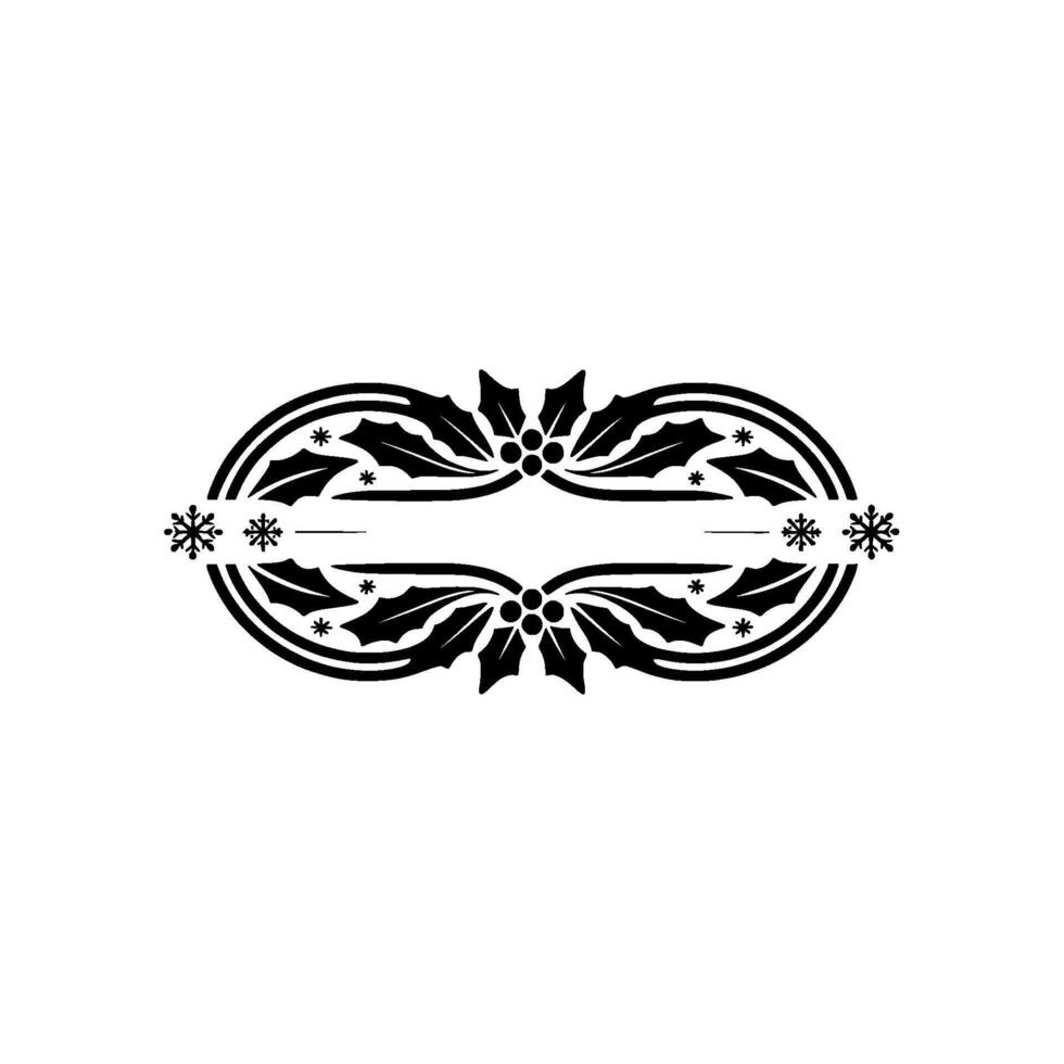 Elegant Holly Snowflake Ornament Border, Vintage Style vector