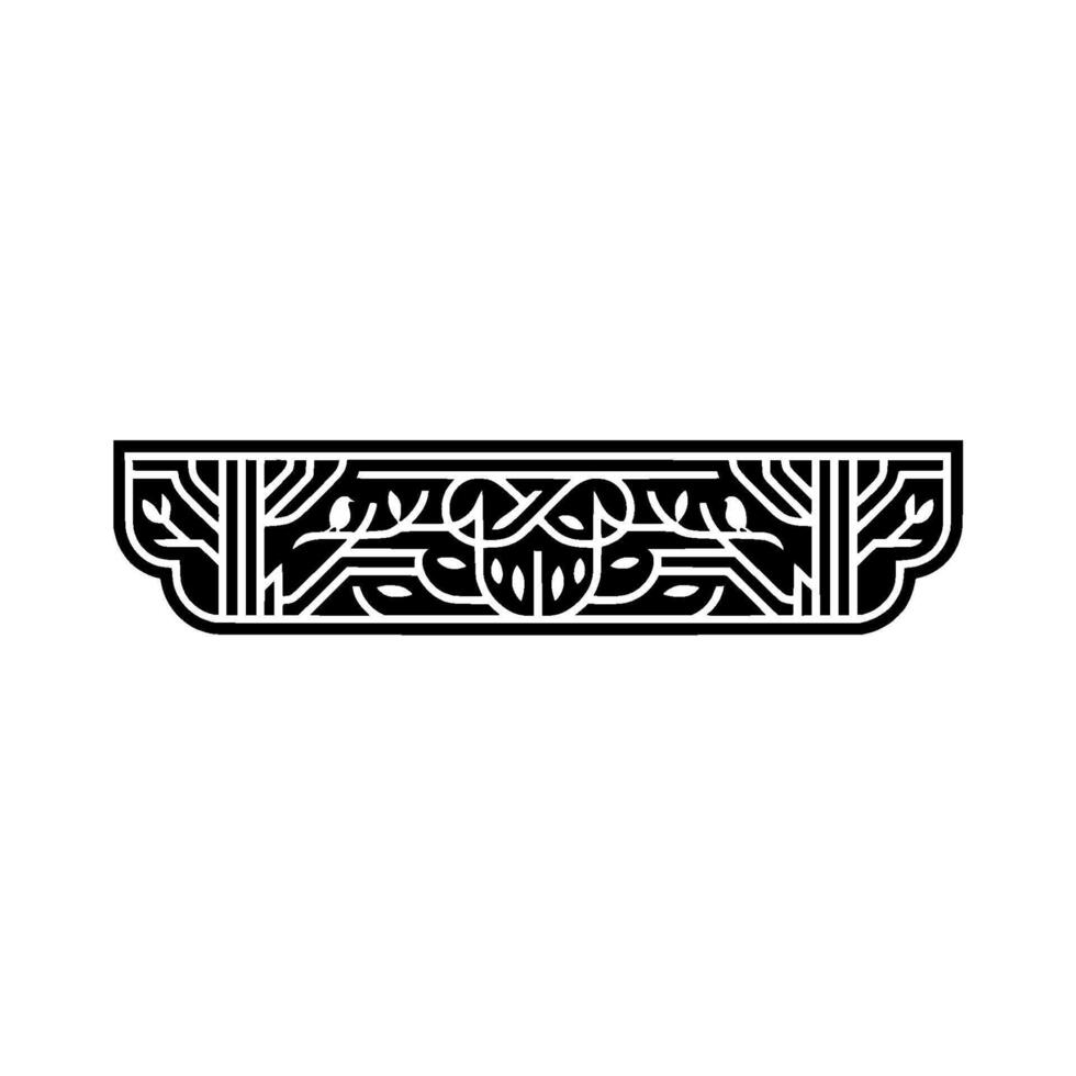 Art Deco Botanical Border Elegant Line Art vector