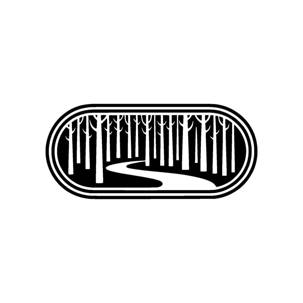 Serene Forest Path, Minimalist Emblem vector