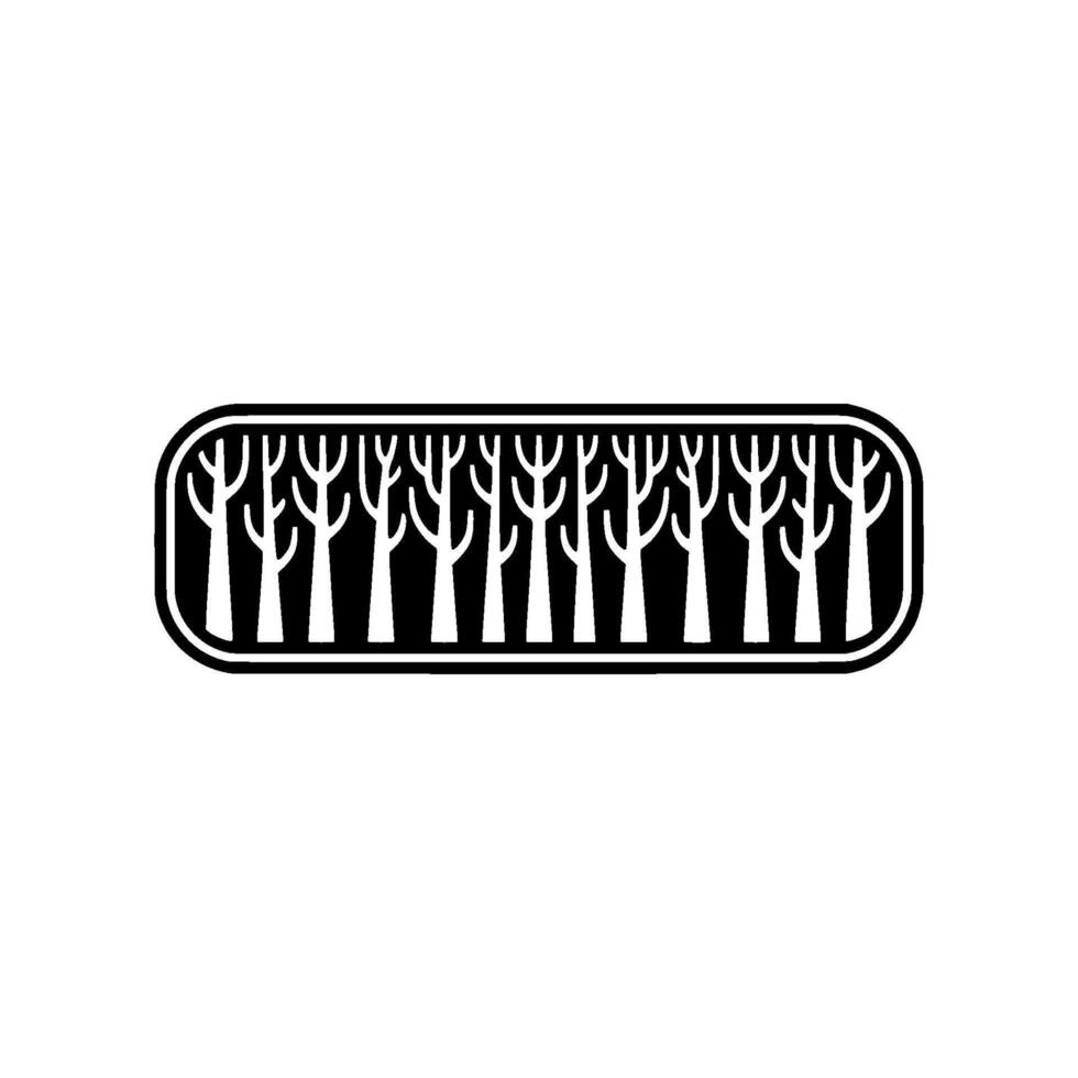 Minimalist Tree Line Silhouette, Circular Emblem vector