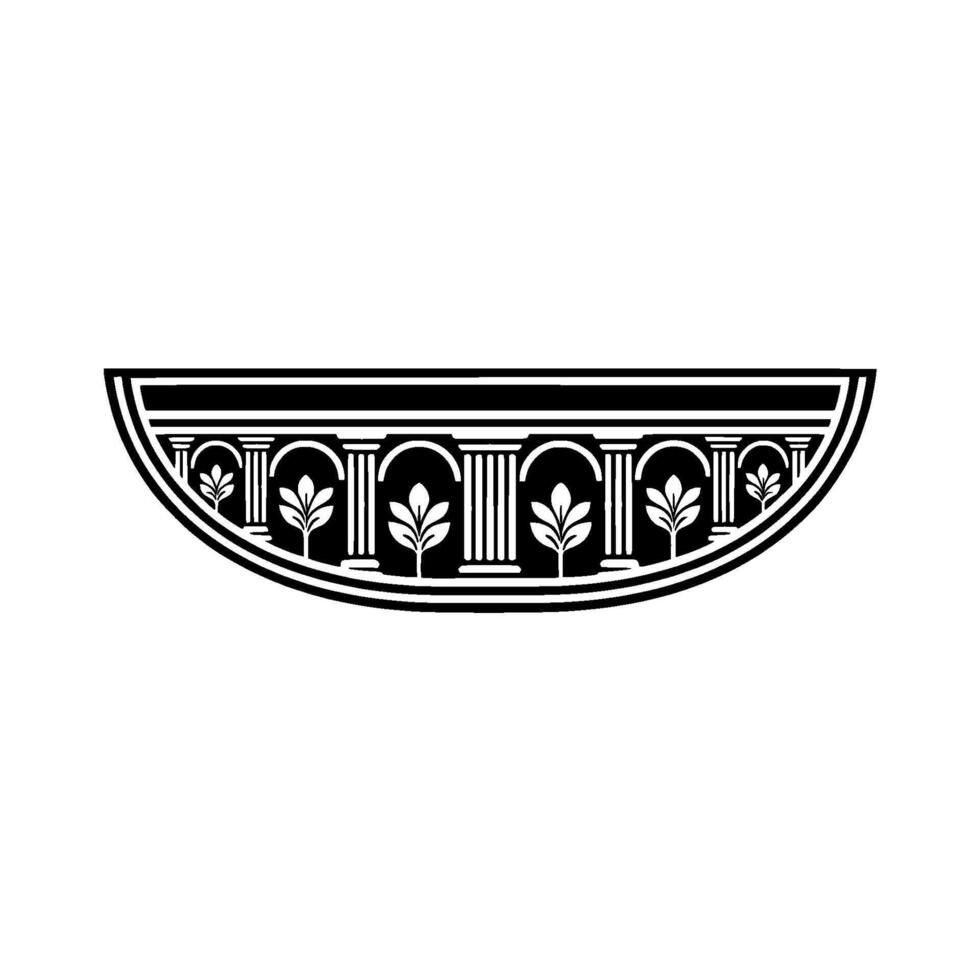 Art Deco Crescent Ornament, Classical Revival vector