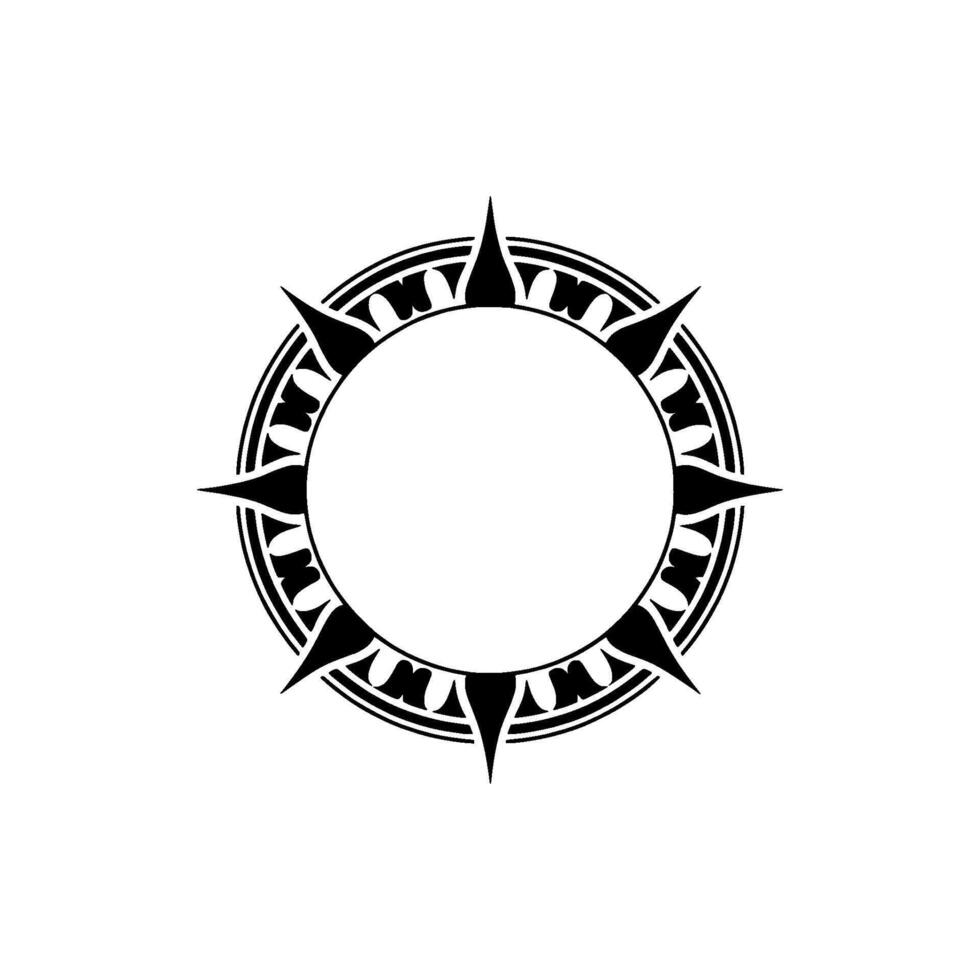 Stylized Compass Rose, Minimalist , Circular Emblem vector