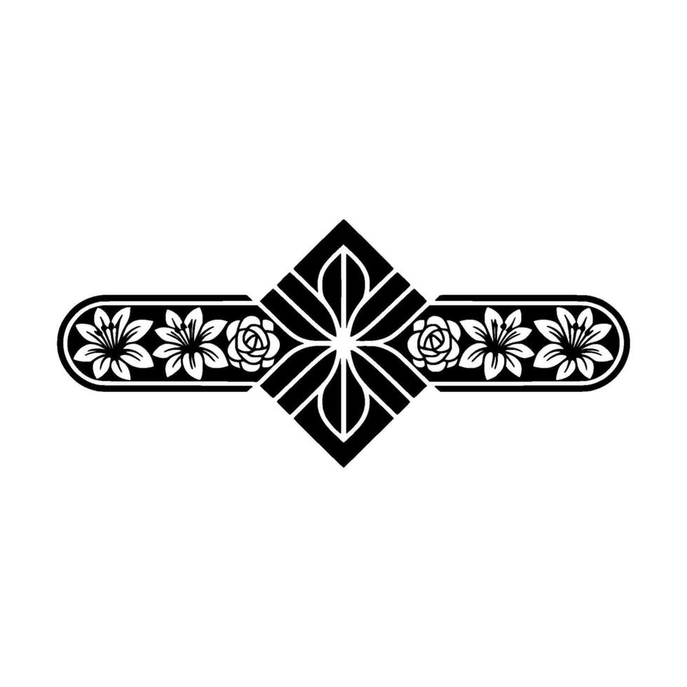 Elegant Floral Border, Art Nouveau, Symmetrical vector