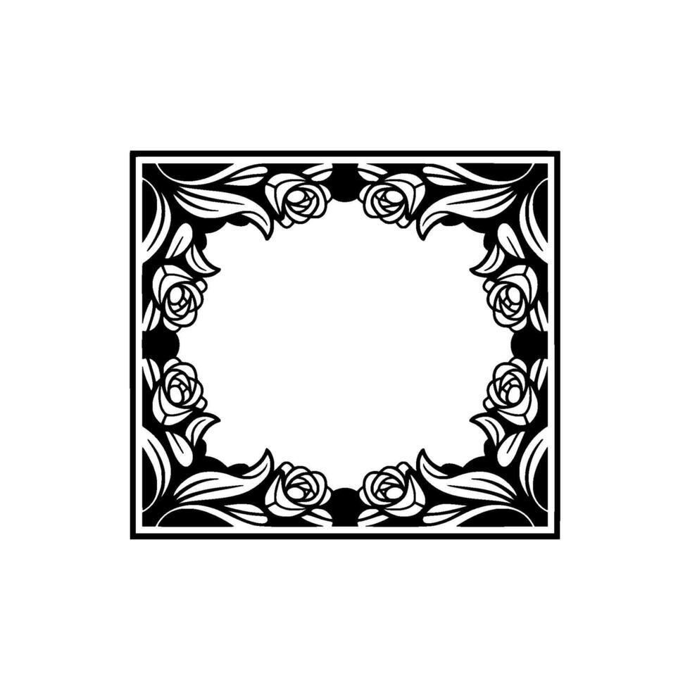 Elegant Floral Square Frame, Vintage vector