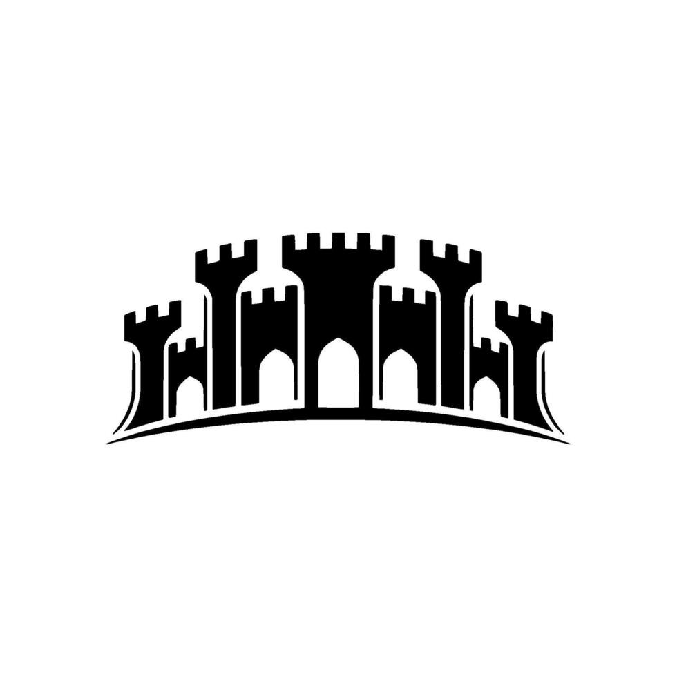 Fortress Silhouette, Protective Shield, Modern Emblem vector