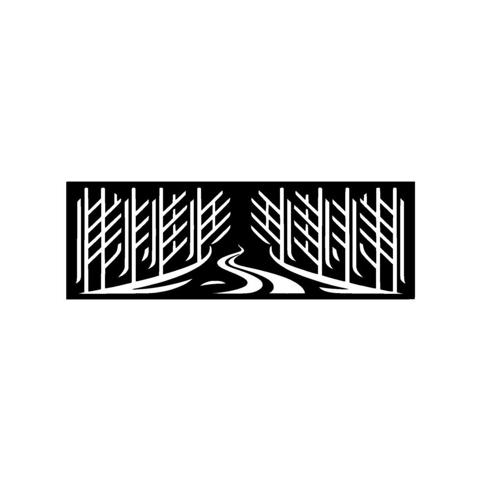 Geometric Forest Silhouette, Minimalist Black White vector