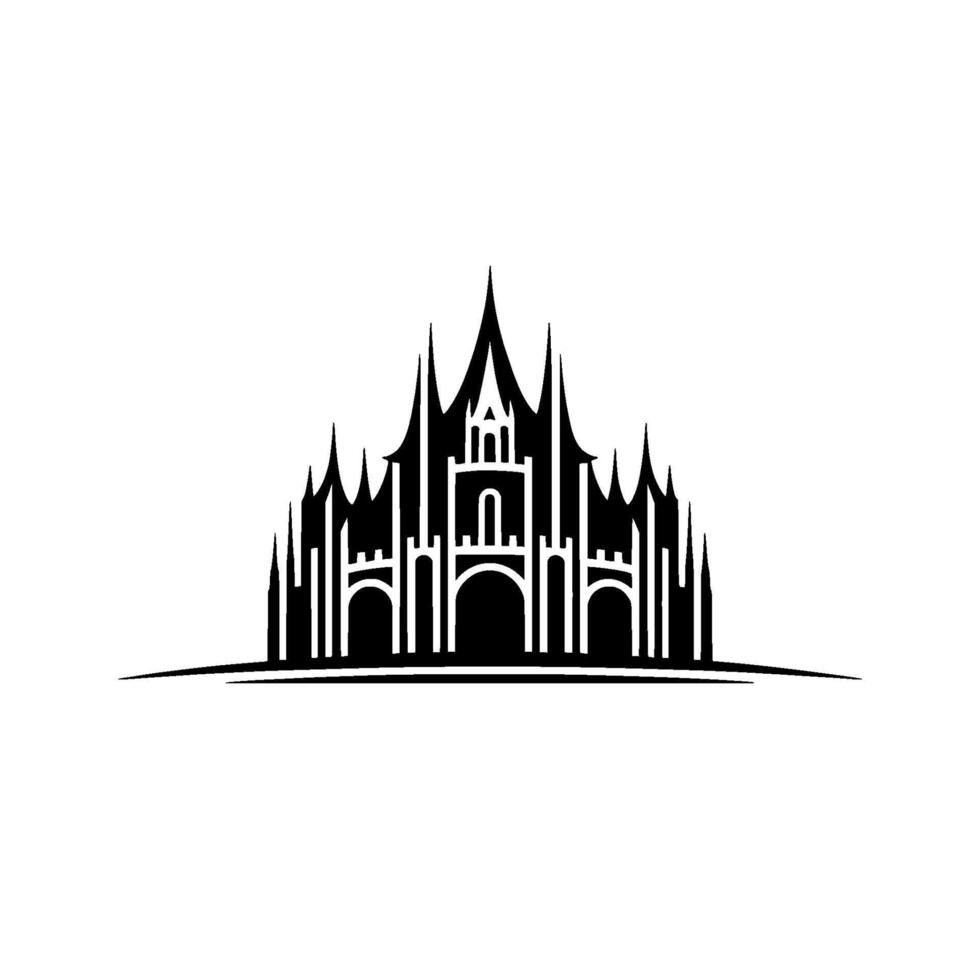 Gothic Castle Silhouette, Minimalist Emblem, Regal Symbol, Architecture vector