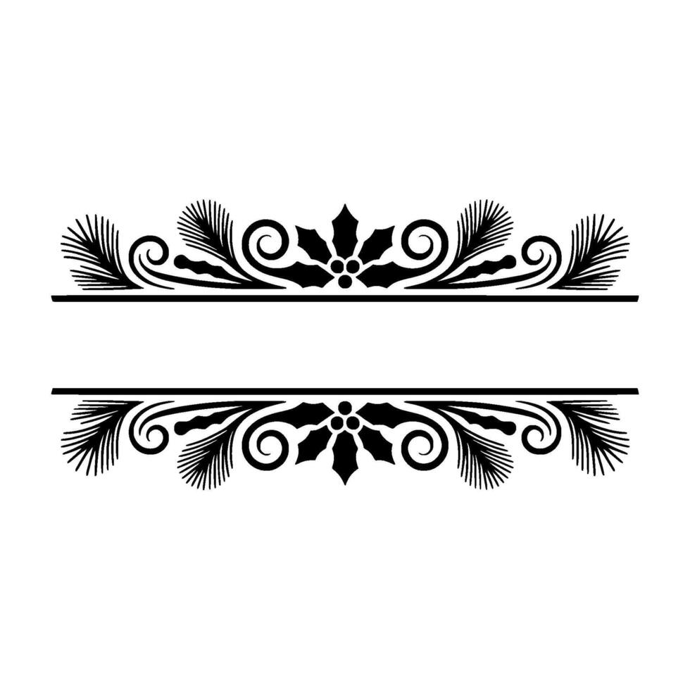Elegant Holly Pine Border, Vintage Element vector