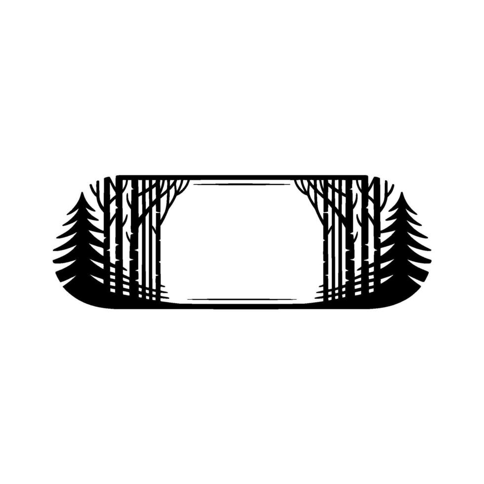 Forest Gateway Frame, Minimalist Woodland Portal vector