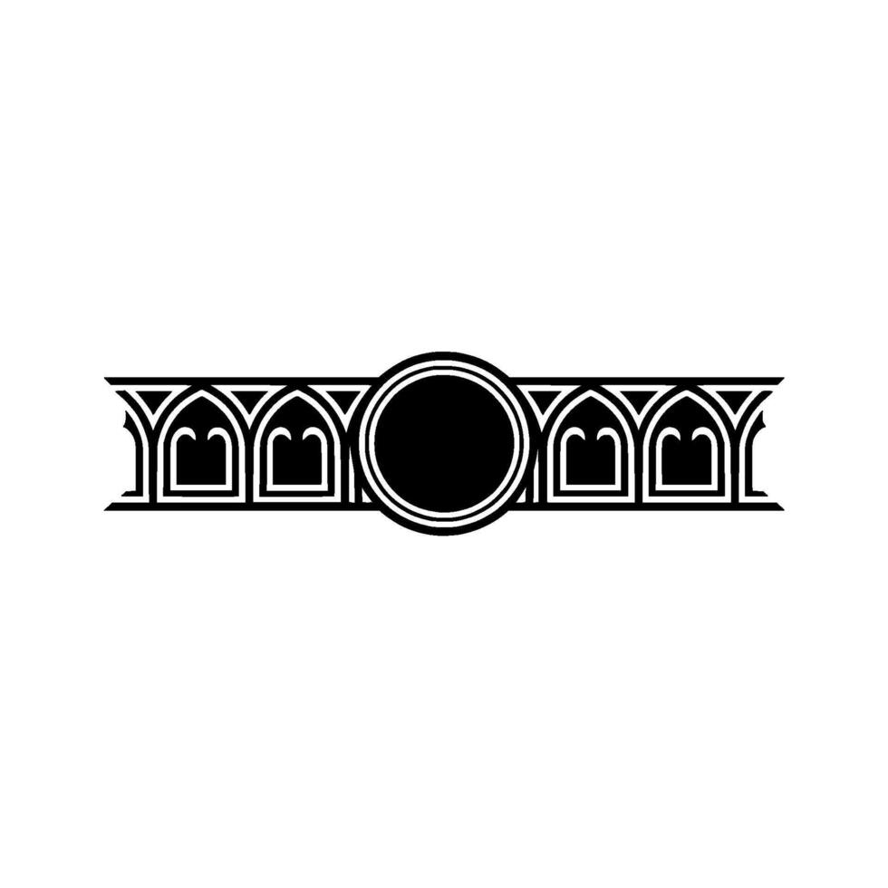 Ornate Circular Emblem, Gothic Revival Border vector