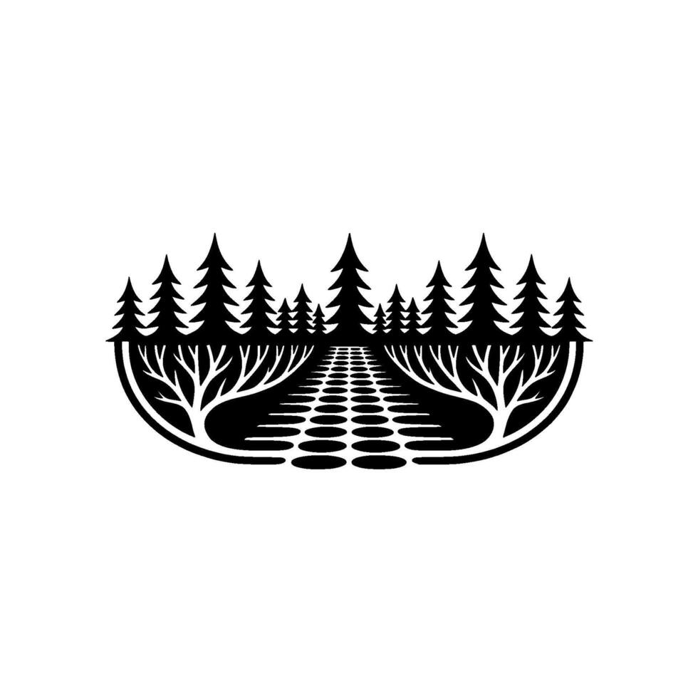 Serene Forest Path - Minimalist Landscape Emblem vector