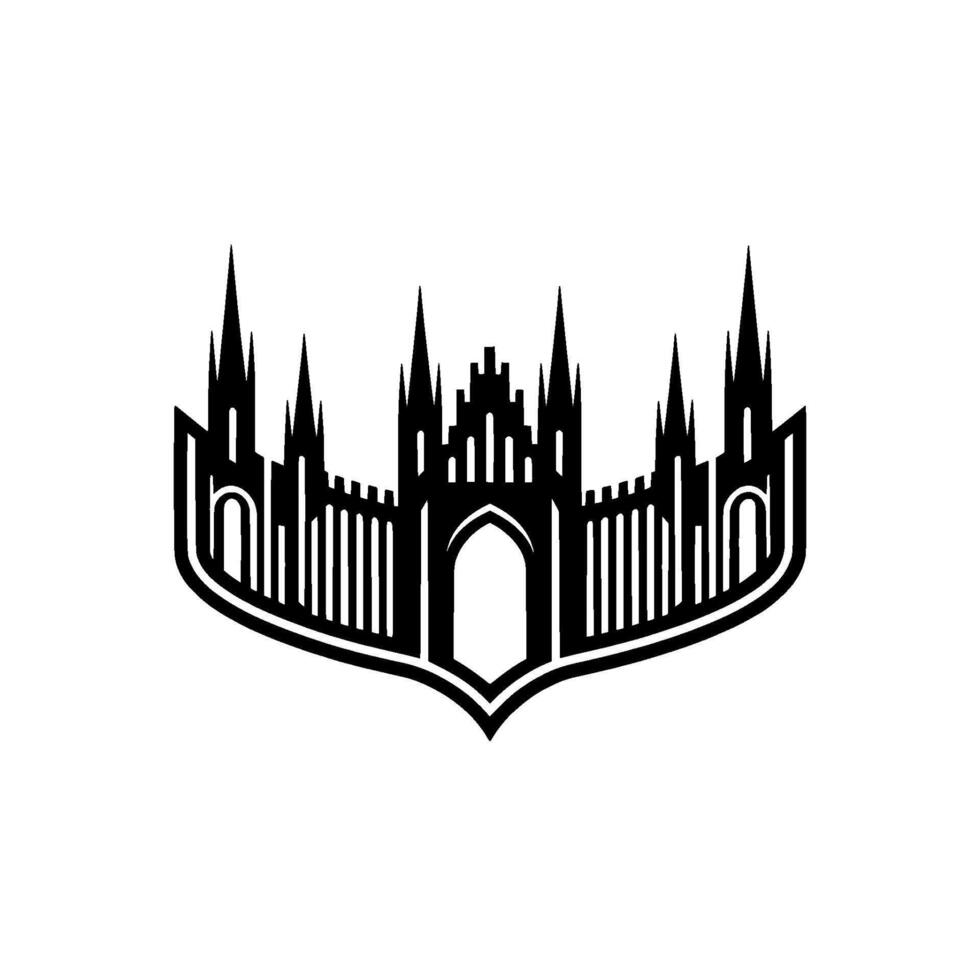 Gothic Cathedral Silhouette, Minimalist Emblem, Architecture vector