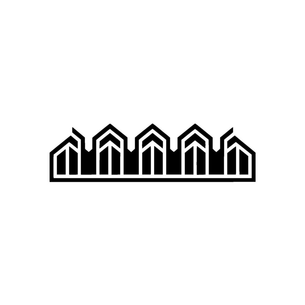 Geometric Row of Houses, Minimalist vector
