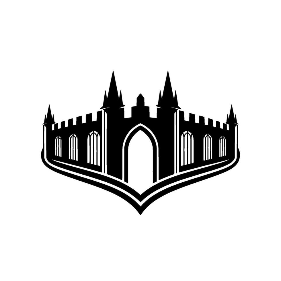Gothic Fortress Emblem, Regal Silhouette, Vintage vector