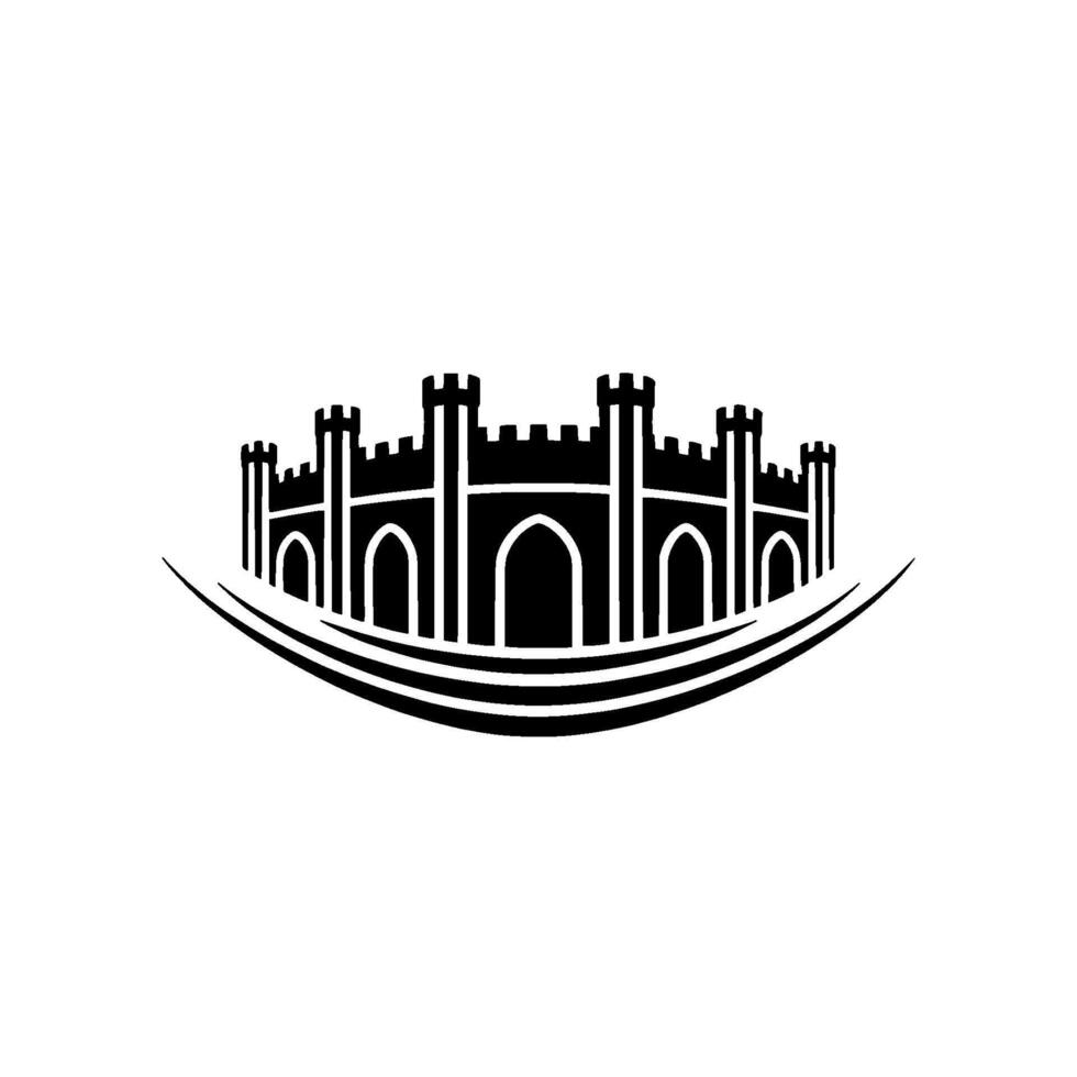 Fortress Silhouette, Minimalist Emblem, Protective Symbol vector