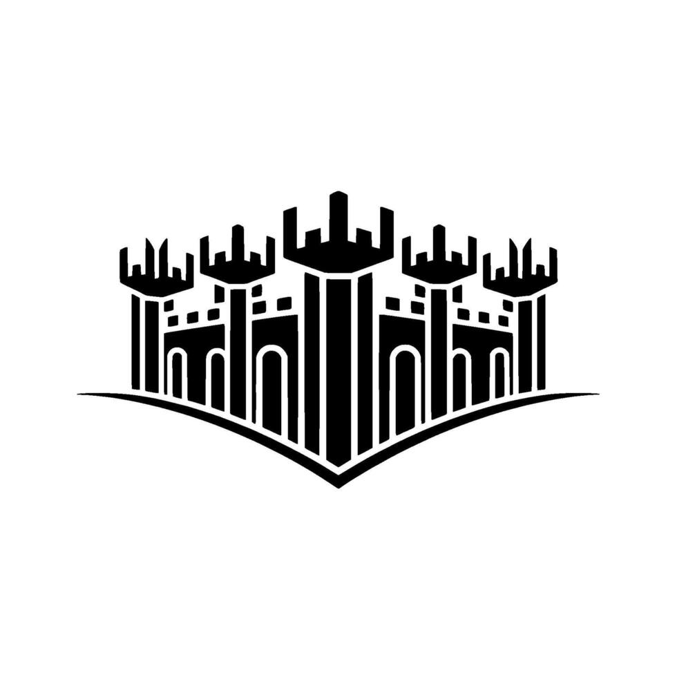 Monumental Fortress Emblem, Regal Symbol, Protective Shield vector