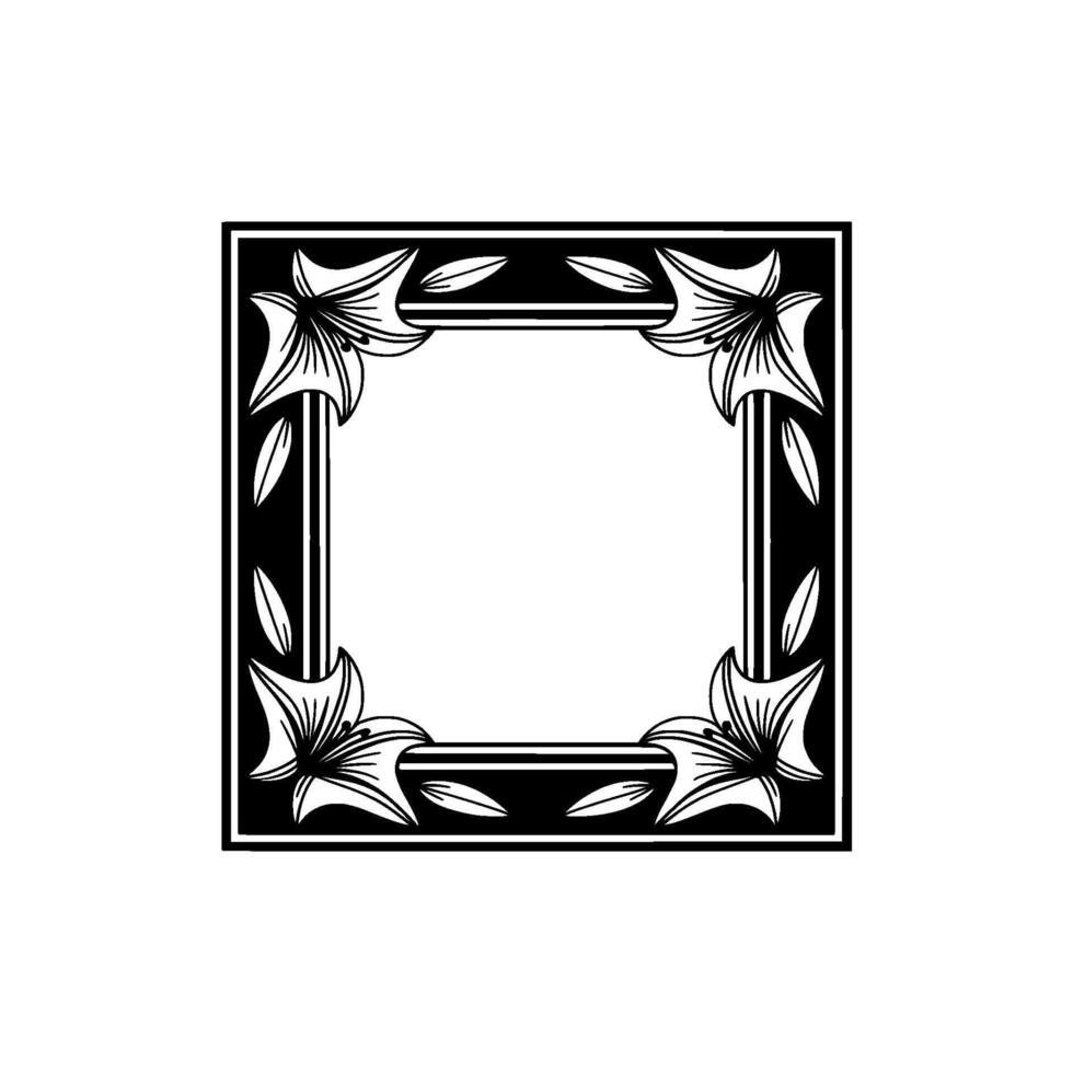 Geometric Lily Frame, Illuminated Circle - Minimalist vector