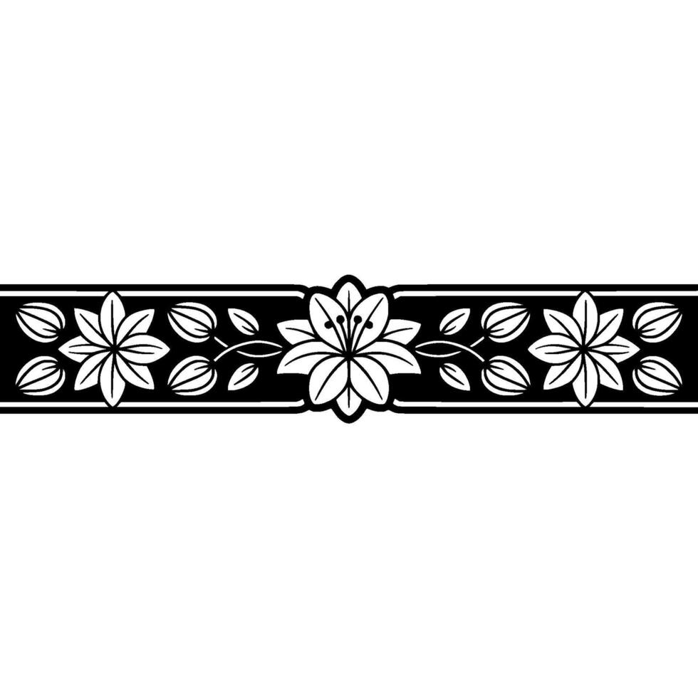 Elegant Floral Border, Art Deco Style, Lily vector