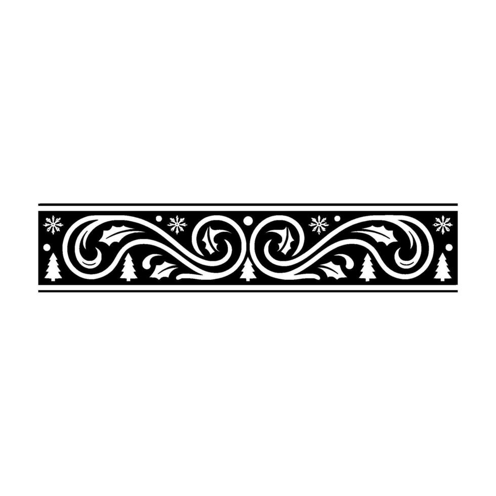 Elegant Winter Border Festive Swirls Evergreen Accents vector